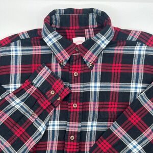 Brooks Brothers 346 Flannel Shirt Mens Large Oxford Long Sleeve Plaid Shirt 0506